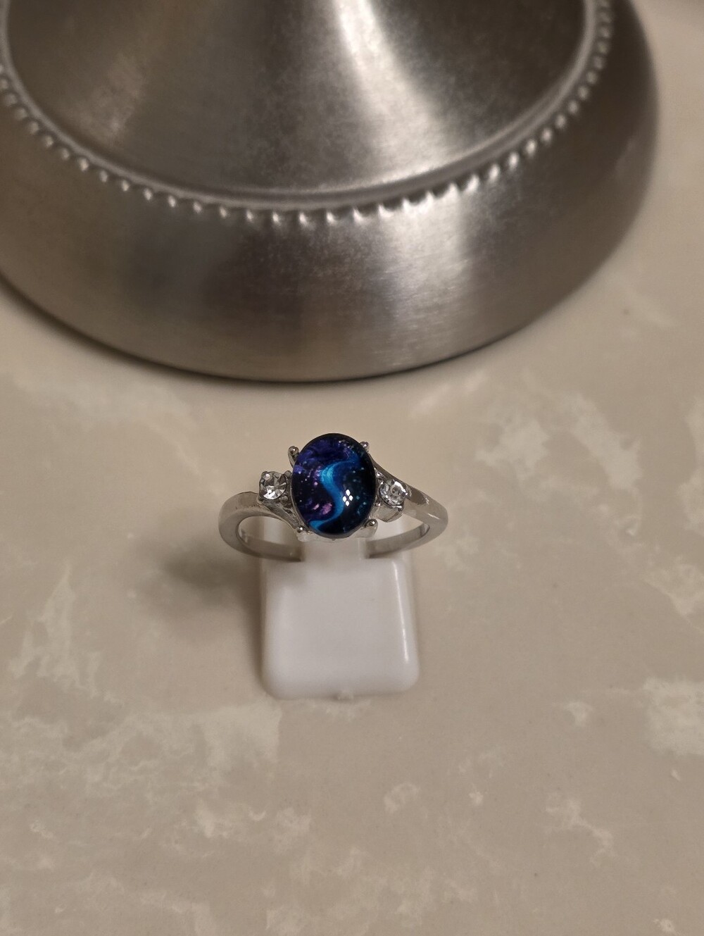 Silver and CZ Galaxy Ring Size 9